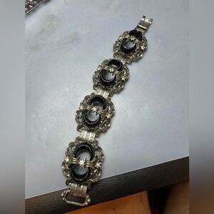 Vintage open cabachon panel bracelet